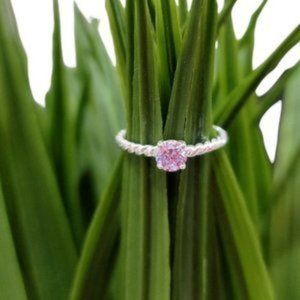 925 Silver Rope Ring with Cubic Zirconia Solitaire for Women's Size 7